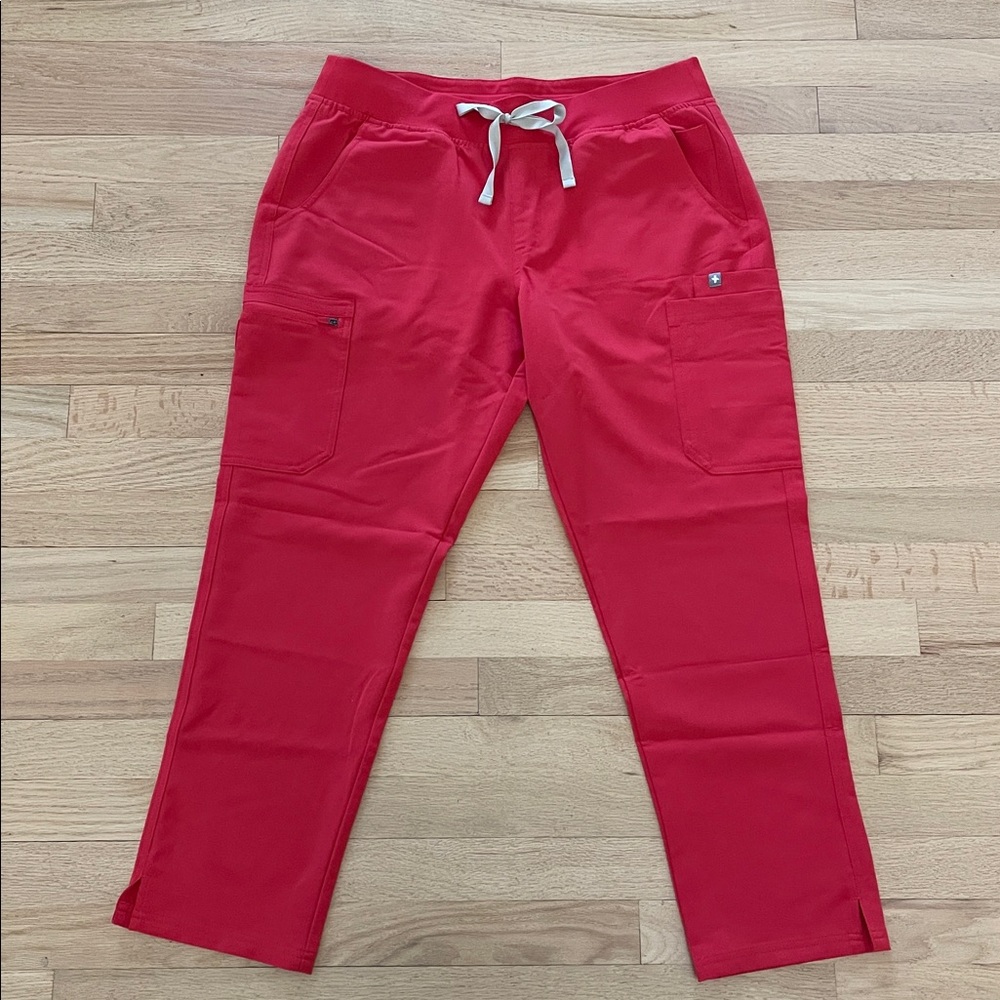 Figs Women's Neon Red Yola - Petite Skinny Scrub Pants 2.0 - Neon Red